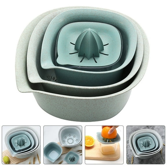 WHAMVOX 1 Set Fruit Juicer Salad Mixing Bowl with Colander Kitchen Stackable Lemon Squeezer