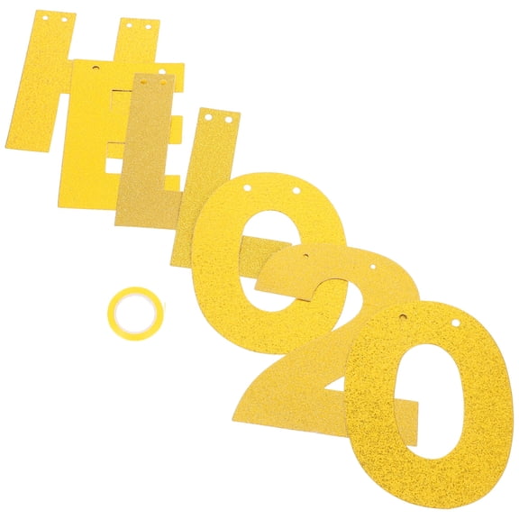 WHAMVOX Banner Set with Golden Rectangular Letters, Outdoor Hanging Decoration