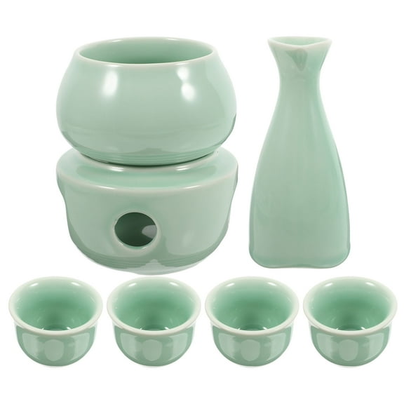 WHAMVOX 1 Set Hot Sake Set for Adults in Light Green Ceramic 11.1X6.8X6.8in