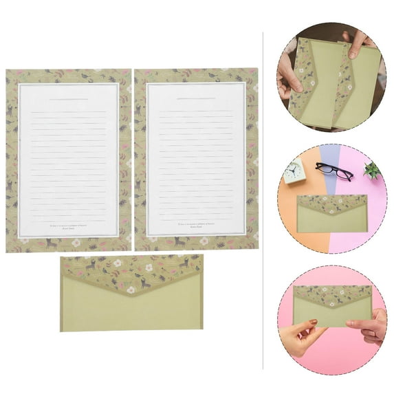 WHAMVOX 1 Set Lined Writing Paper and Envelopes Set Cute Floral Stationery for Girls for Letter Writing and Invitation Stationery Writing Paper and Envelopes