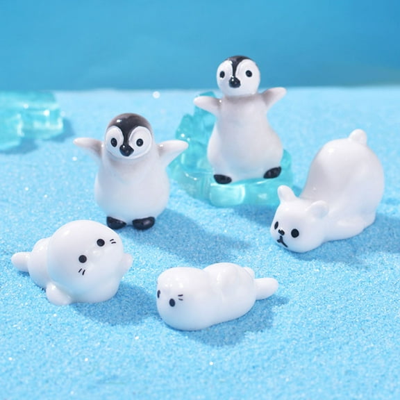 WHAMVOX 1 Set Mini Bear Figurines For Diy Crafts And Winter Decor Miniature Resin Penguin Bear Seal Iceberg Figurines Home Balcony Decoration