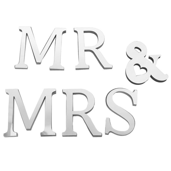 WHAMVOX 1 Set Self-Adhesive 3D Acrylic Mirror Wall Letters MR&MRS Wedding Decor Stickers, Reflective Wedding Background Sign for Home Party Decoration