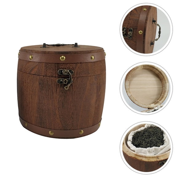 WHAMVOX 1 Set Tea Holder Wooden Tea Carrier Vintage Tea Case Tea Leaf Box (Light Brown)