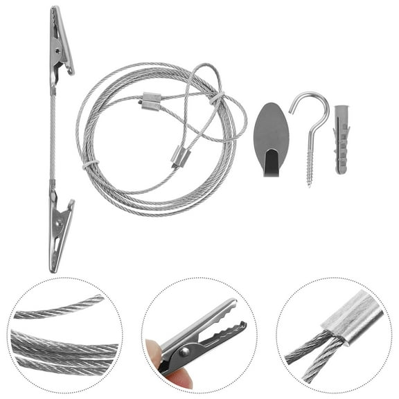 WHAMVOX 1 Set Wall Hanging Photo Wire Clips Photo Display Cable Clamp Mouth Clip with Hanging Wire