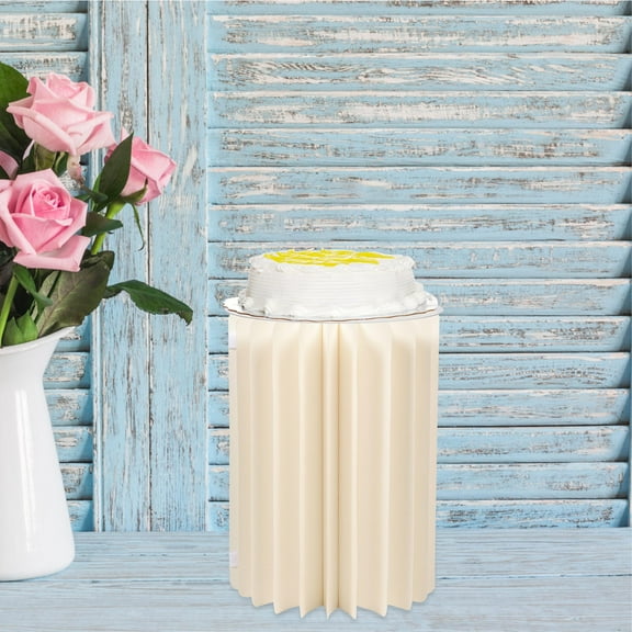 PENIKOKO White Folding Paper Cylinder Table with Lid Cover for Wedding Party Decoration, and Portable Set