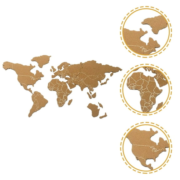 WHAMVOX 1 Set World Map Cork Board Self Adhesive Pin Board Message Board