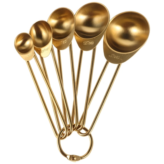 SEWCHICS Tiny Measuring Spoons Golden Titanium Coated 1 Set Elegant Finish