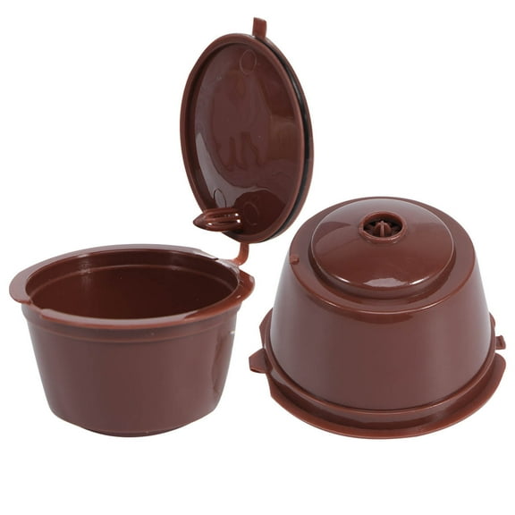 WHAMVOX 1 Sets Refillable Coffee Capsule Coffee Strainer Cup Set Coffee Filter Compatible for DOLCE GUSTO (Light Brown 10pcs for Package with Spoon and Brush)