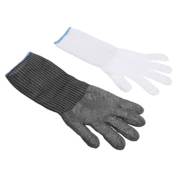 WHAMVOX 1 pair Long Cut Proof Stainless Steel Gloves for Kitchen Safety Ideal for Shucking Oysters and Handling Seafood Hand Protection Gloves