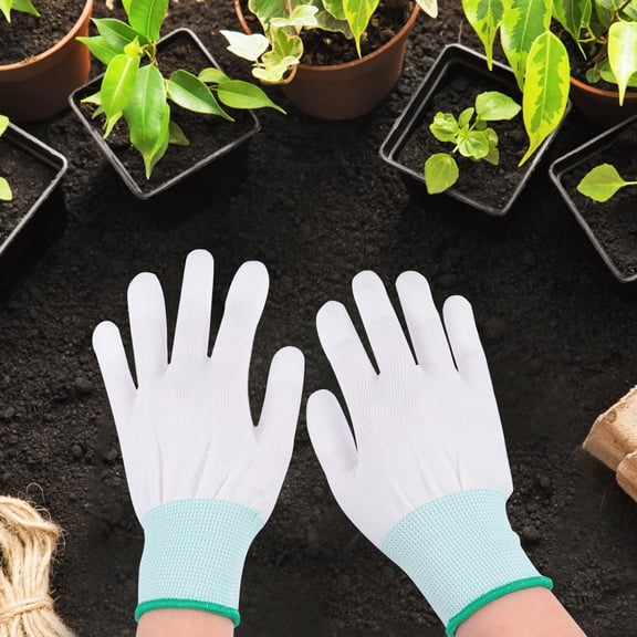 KHBUAB Gloves For Warehouse Workers PU Coated Fingers Mechanical Maintenance 10 Pairs 11x20Cm