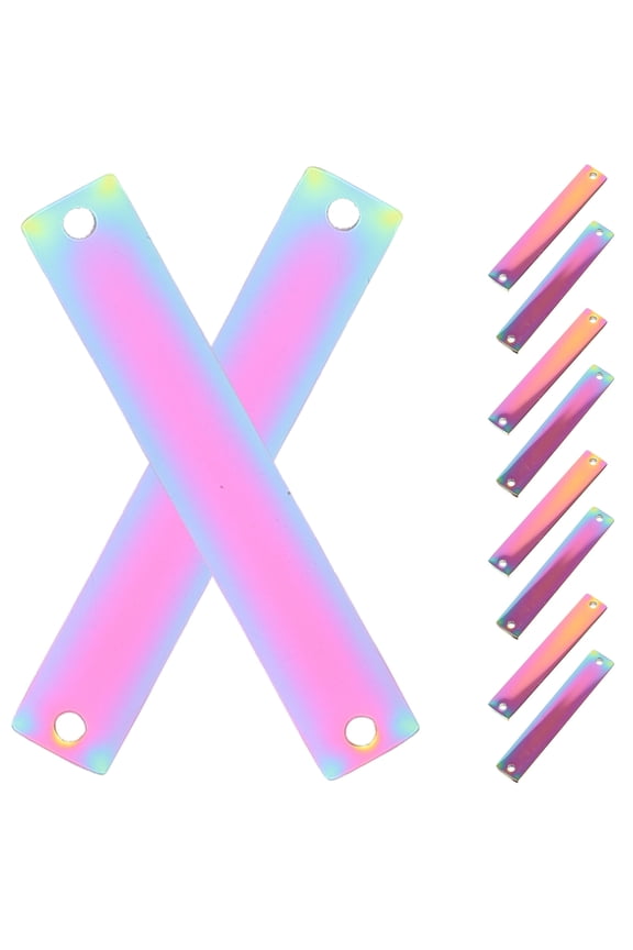 10 Pcs Blank Bar Pendant Charm Blanks Stainless Steel Tag