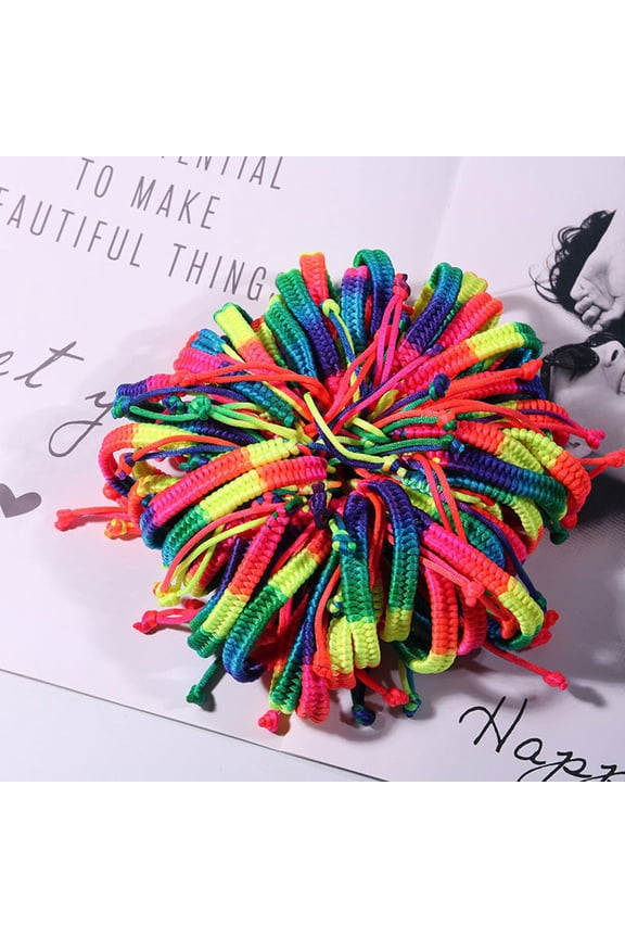 COMPUKAS 10 Pcs Colorful Hand Woven Bracelets For Women Men Adjustable Fashion Wristlet Bangles Unique Occasion