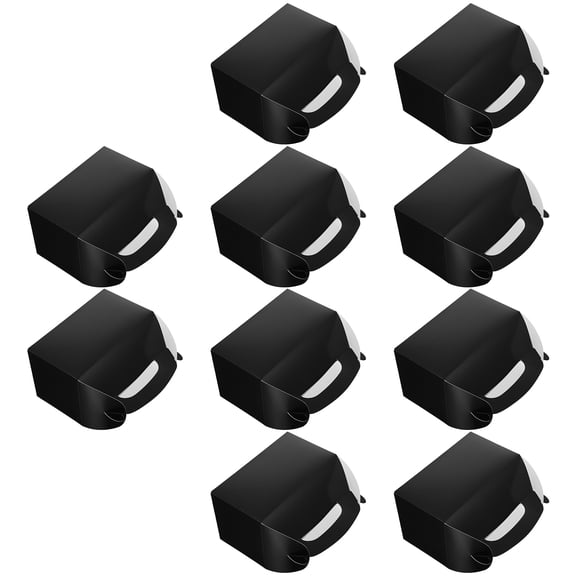 ROMANSENTIAL 10Pcs Black Cookie Boxes with Handle for Cake Shop Party Packaging and Portable Treats