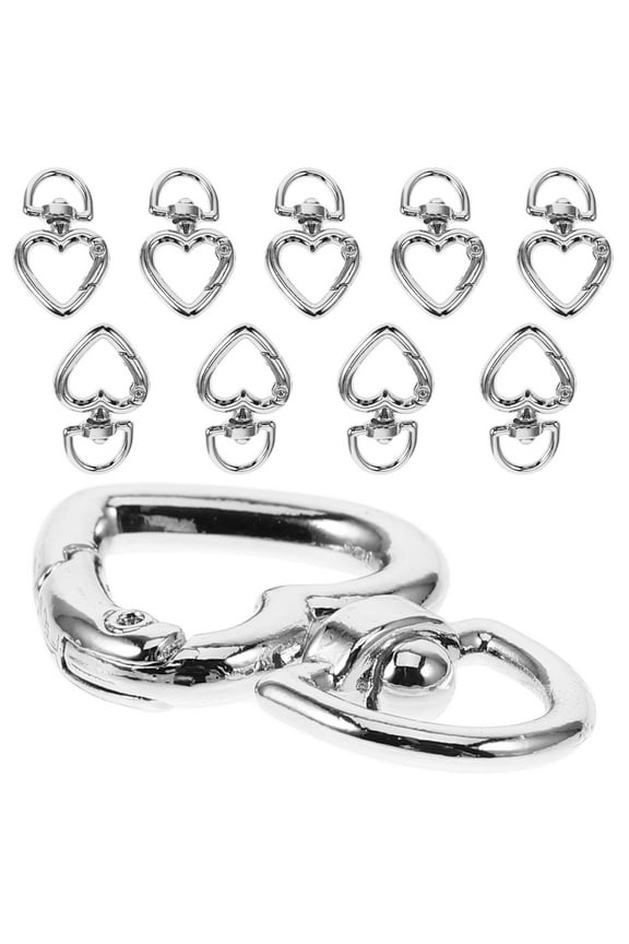 WHAMVOX  10 Pcs Carabiner Clip Small Stainless Heart Keychain Travel