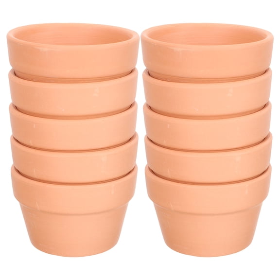 WHAMVOX 10 Pcs Ceramic Flat Pot with Meaty Clay Pots for Plants Herb Indoor Decoration