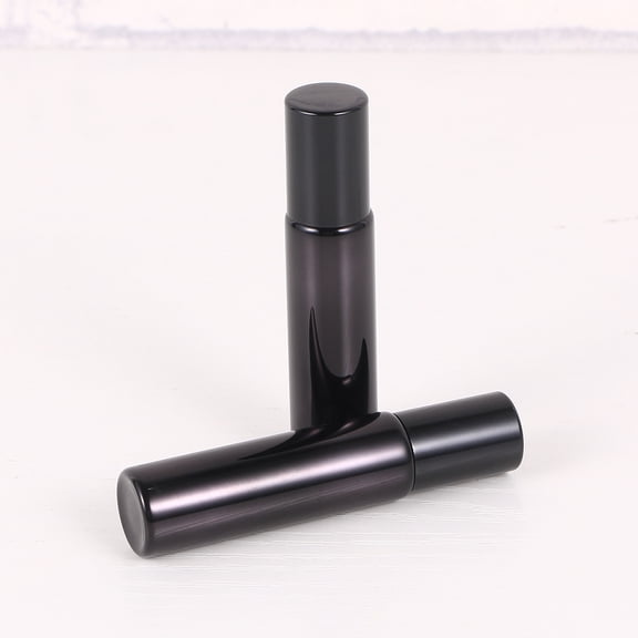 ROMANSENTIAL Black Glass Massage Roll-on Bottles, Eco-Friendly, Smooth Rolling Ball, Travel Size, 10Pcs