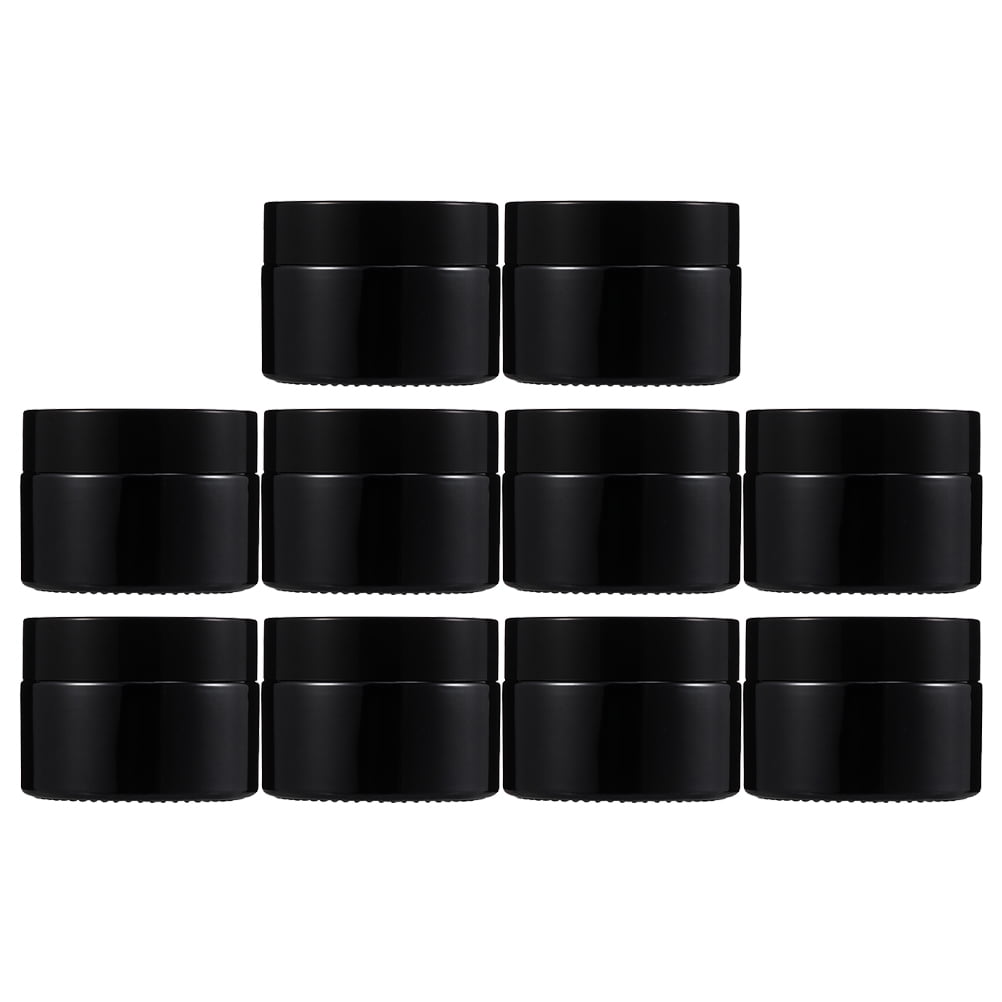 SKISUNO 10Pcs Black Glass Cosmetic Container Durable Cream Jar Packaging