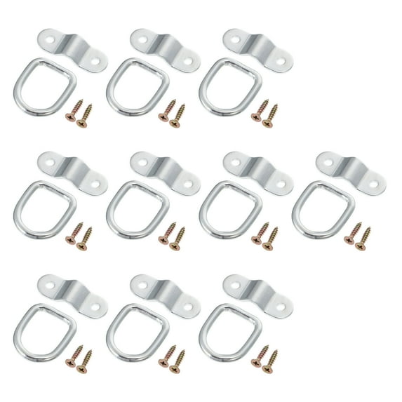 WHAMVOX 10 Pcs D-type Pull Ring Heavy Duty Trailer Rings Practical Truck Shaped Key Silver