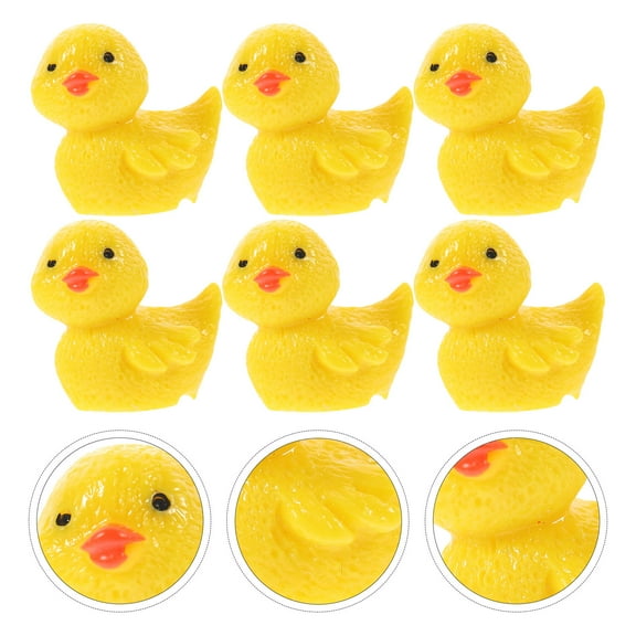 WHAMVOX 10 Pcs Ducks Whimsical Succulent Ornament Lovely Shape Figurines 2X1.9cm Yellow