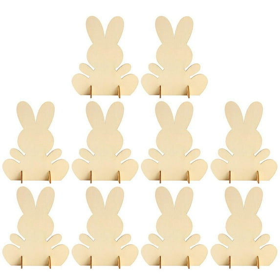 SEWCHICS Unfinished Bunny Table Ornament Wood 10Pcs 2.8X2.4X0.04In