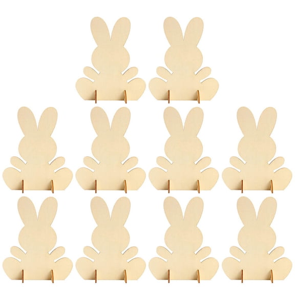 SEWCHICS Unfinished Bunny Table Ornament Wood 10Pcs 2.8X2.4X0.04In