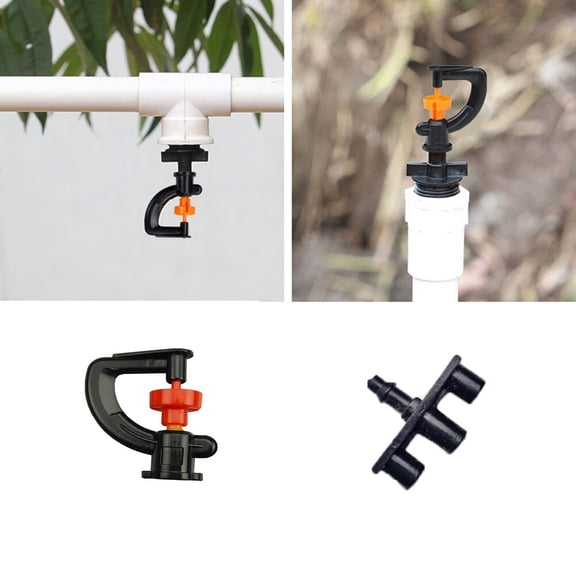 WHAMVOX 10 Pcs Garden Suspension Nozzle Water-saving Spray Head Degree Rotation M Black