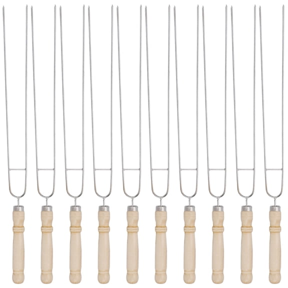 WHAMVOX 10 Pcs Grilling Stainless Steel Roasting Fork Corrosion-resistant Skewers Beef