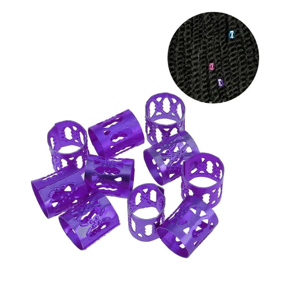 WHAMVOX 10 Pcs Hair Ring The Dreadlock Braid Rings Clip Pendants Purple