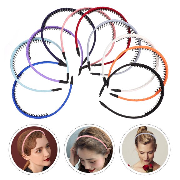 WHAMVOX 10 Pcs Hairband Fabric Thin Headband Teeth Comb Headband Women's Miss 13.5x12cm