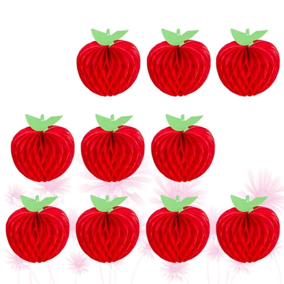 WHAMVOX 10 Pcs Honeycombs Fruit Decoration Balls Paper Decorations Ornament Baby Red