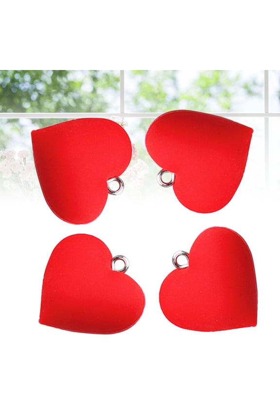 Necklace Earring Making Red Rubber Heart Shaped Pendant 10pcs Diy Material