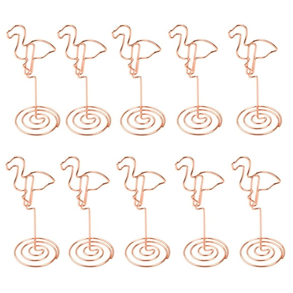 WHAMVOX 10 Pcs Metal Note Holder Flamingo Table Number Holder 3.50X3.50X8.50CM Golden