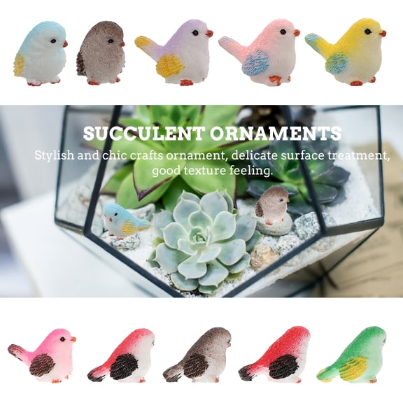 WHAMVOX Set of 10 Mini Artificial Birds for Landscape, Garden, , Terrarium, Home Decoration Ornaments
