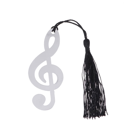 ROMANSENTIAL 10Pcs Metal Bookmarks Silver Stainless Steel Musical Note Graduation