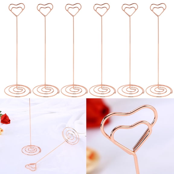 ROMANSENTIAL 10Pcs Golden Metal Note Clip Stand for Cards Holding Iron Wire Holder
