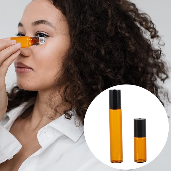 WHAMVOX 10 Pcs Refillable Roller Bottle Portable Bottles Travel 9.10X1.50X1.50CM Brown