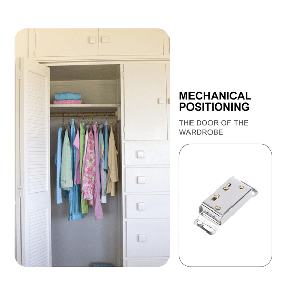 ROMANSENTIAL Silver Stainless Steel Double Roller Catch for Home Cabinets 10Pcs