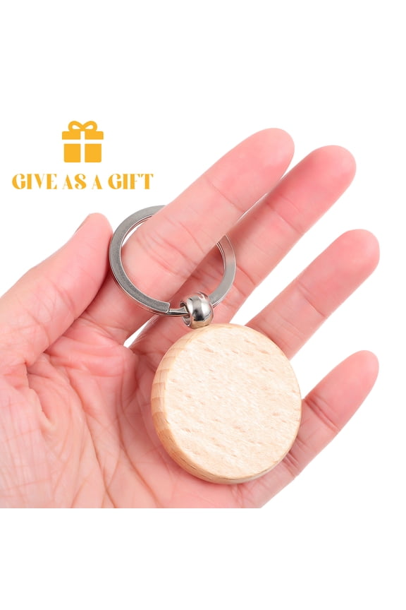 10-Pack Wooden Keychains Blanks for Engraving, Bulk Wood Key Chain Craft Supplies and Making