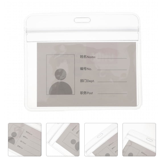 SKISUNO 10pcs Employee ID Badge Covers PVC Material Easy Attachment for Students