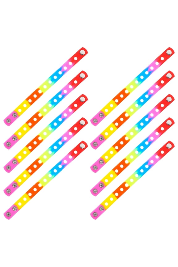 Silicone Bracelet Multi-Colored 10Pcs 8.3X0.6X0.1In