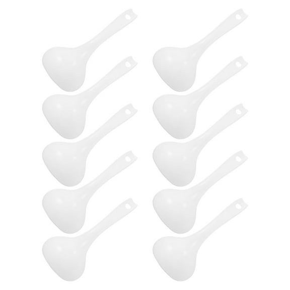 WHAMVOX 10 Piece White Plastic Kitchen Serving Spoons Set with Large Capacity Design for Versatile Cooking