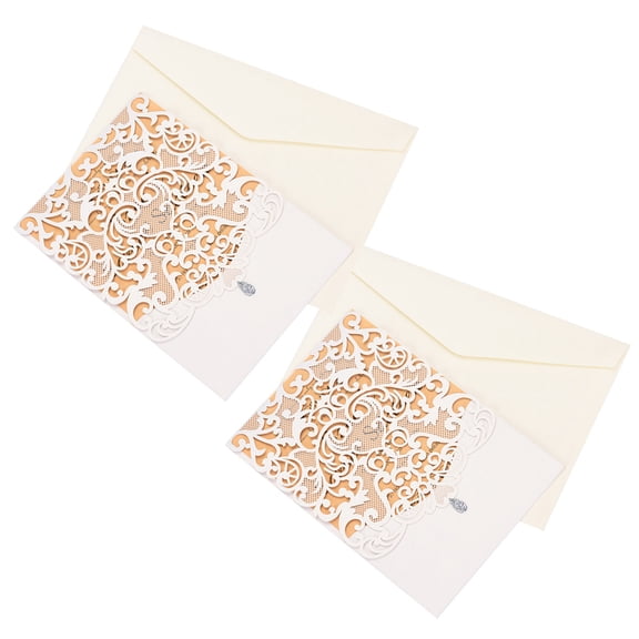 WHAMVOX 10 Sets European Style Invitations Romantic Invitation Cards Envelopes for Business Wedding Birthday Party (D0120) (White Invitation+Card+Envelope+Sealing Sticker)
