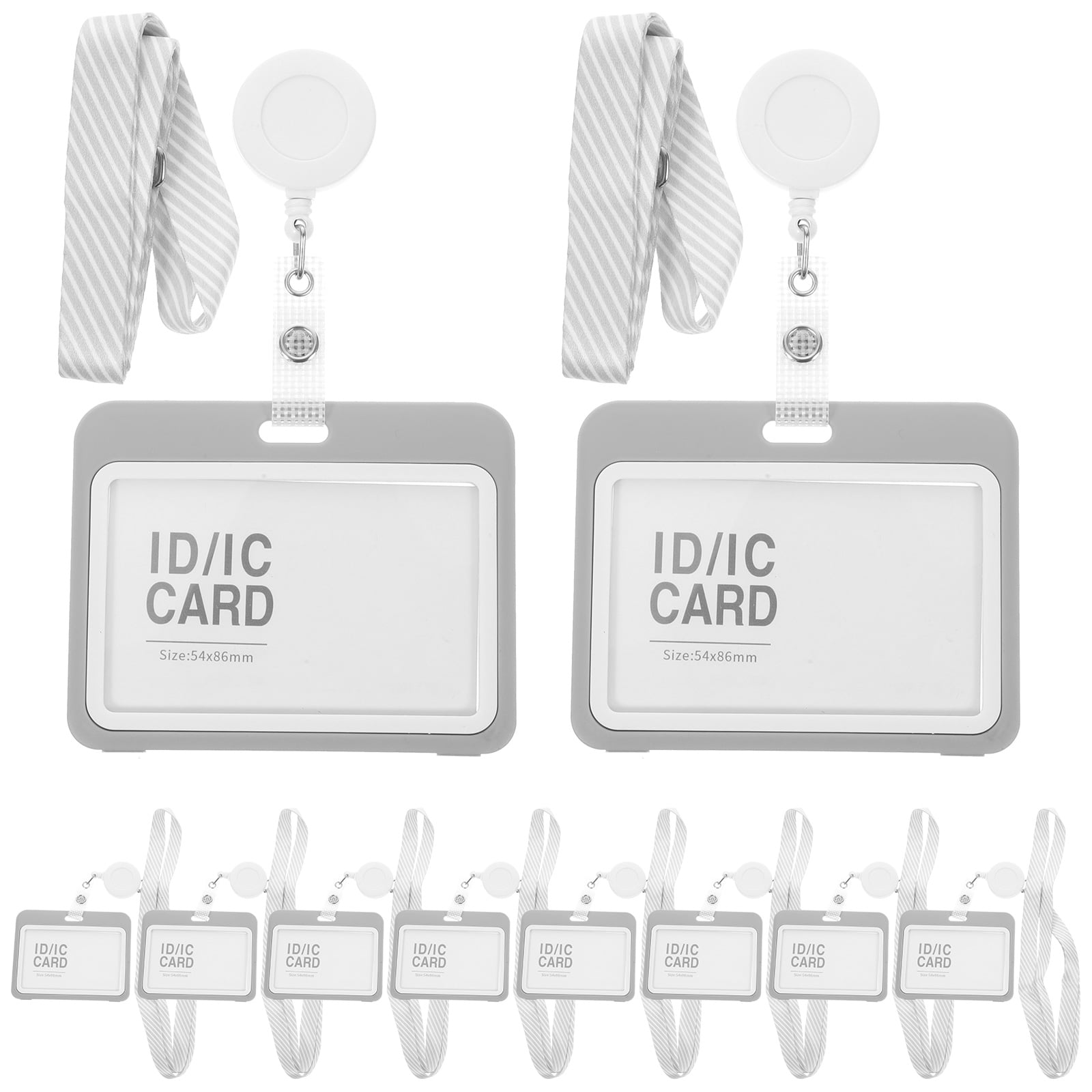 WHAMVOX  10 Sets Id Badge Holder with Lanyard Easy-to-pull Retractable Work Card Frosted