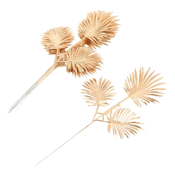 WHAMVOX 10 Stems Faux Golden Plants Leaves Golden Lifelike Leaf Stems Tropical Foliage Jungle Party Supplies Beach Theme