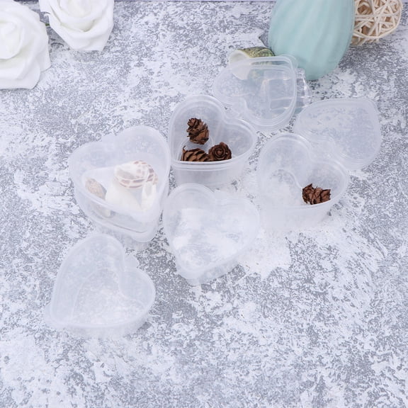 ROMANSENTIAL Heart Shaped Plastic Container With Lid Spice Storage Container PP Plastic 100 PCS White