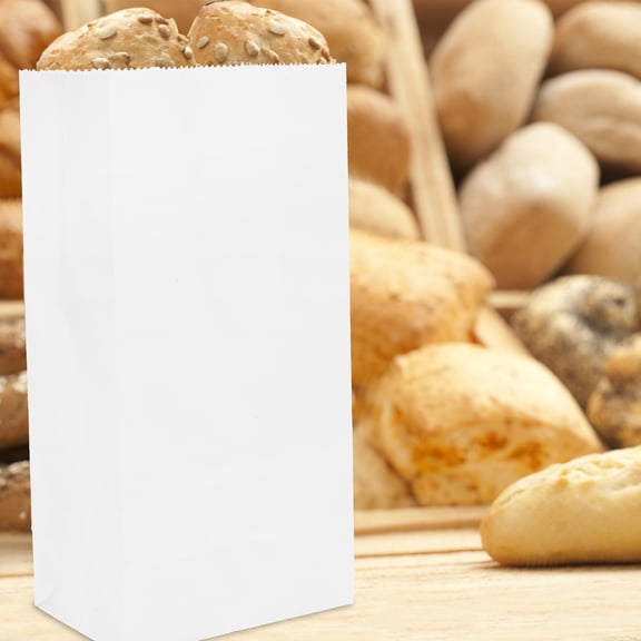 WHAMVOX 100 Pcs Cake Paper Bags Bake Packaging White Kraft Toast Square Bottom Baking