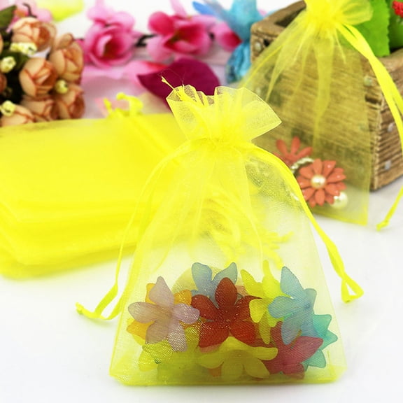 WHAMVOX 100 Pcs Clear Candy Bags with Simple Gauze Design for Jewelry Packaging and Party Favors