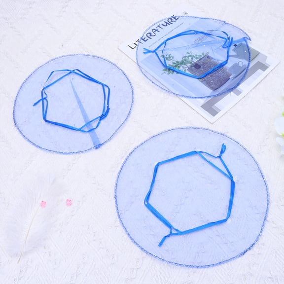 WHAMVOX 100 Pcs Candy Pouch Small Drawstring Bags Organza Rounds for Favors Blue