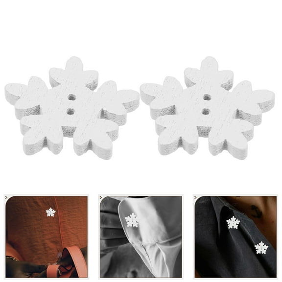 DECORNIJIA White Wooden Snowflakes Buttons 100Pcs 1.8In For Christmas Diy Projects
