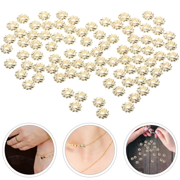 WHAMVOX 100 Pcs Gold Spacer Loose Bead Bracelets Beads for Crafts Golden